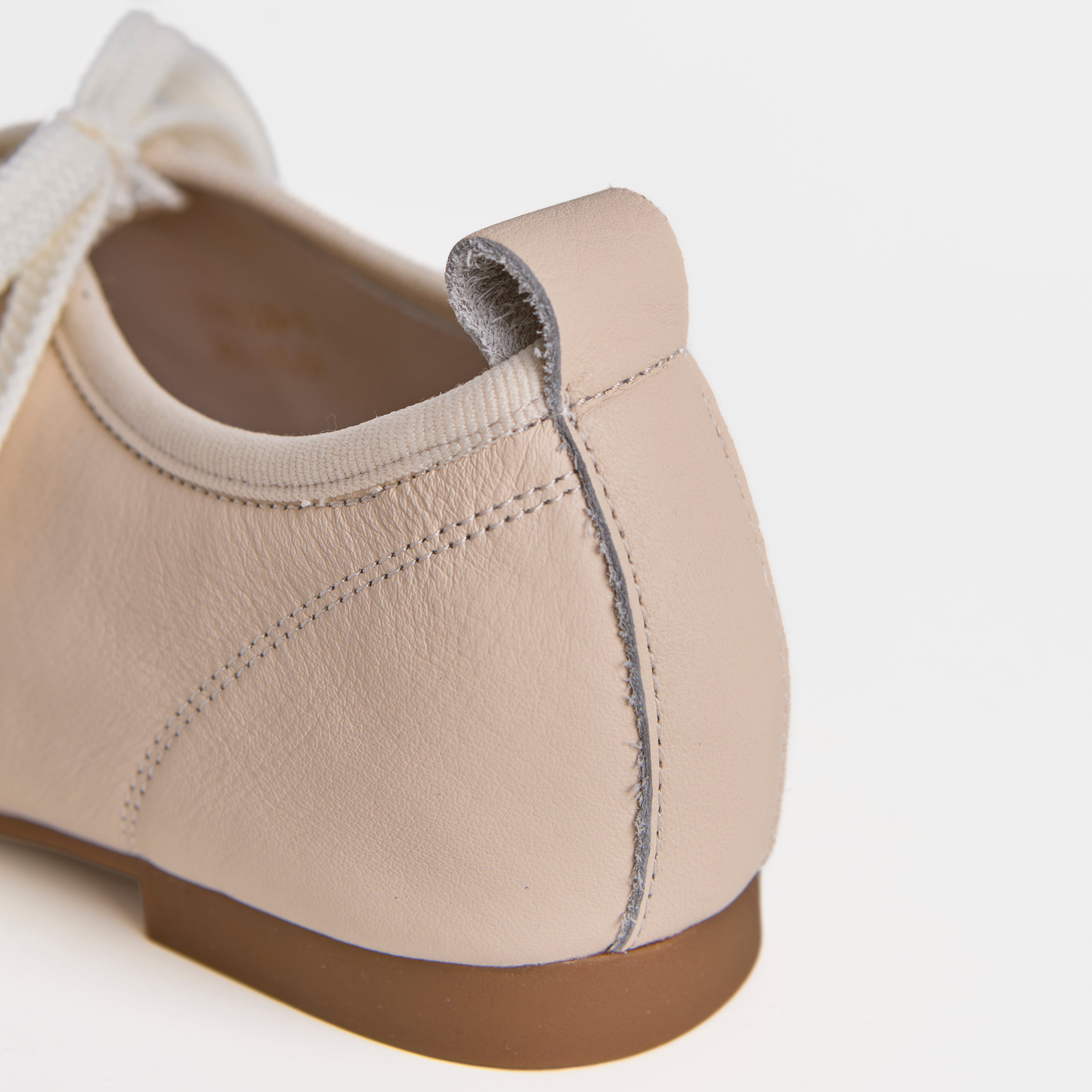 The Dual Stride  Beige Leather Ballet Lace-Up Flats