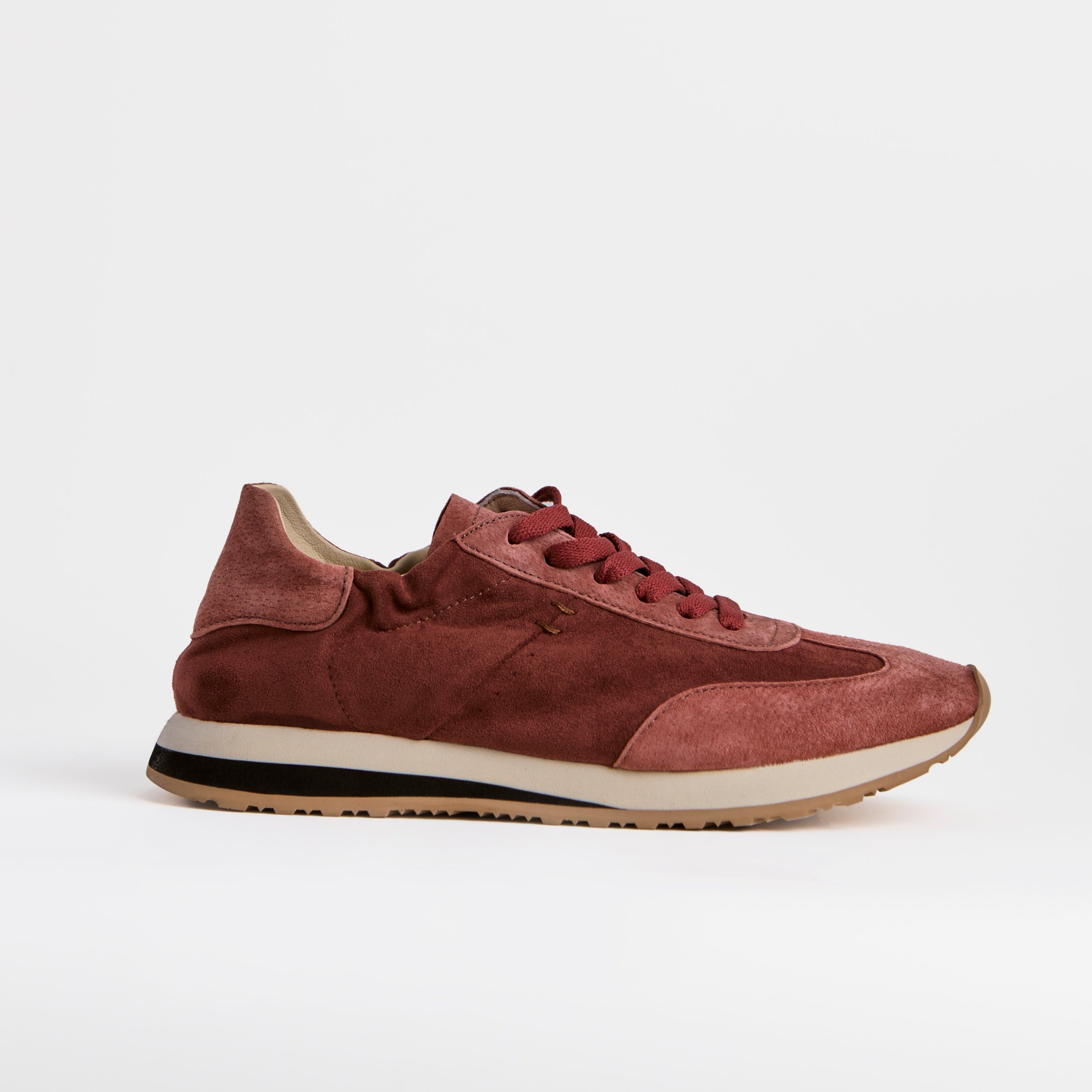 The Dual Stride Red Minimalist Suede Sneakers
