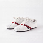 The Dual Stride White Velvet Spliced Retro Sneakers