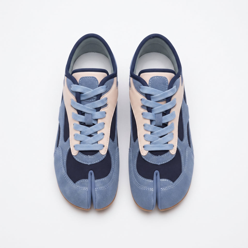 The Dual Stride Blue Split‑Toe Retro Sneakers