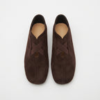 The Dual Stride Dark Brown Suede Cross‑Strap Ballet Flats