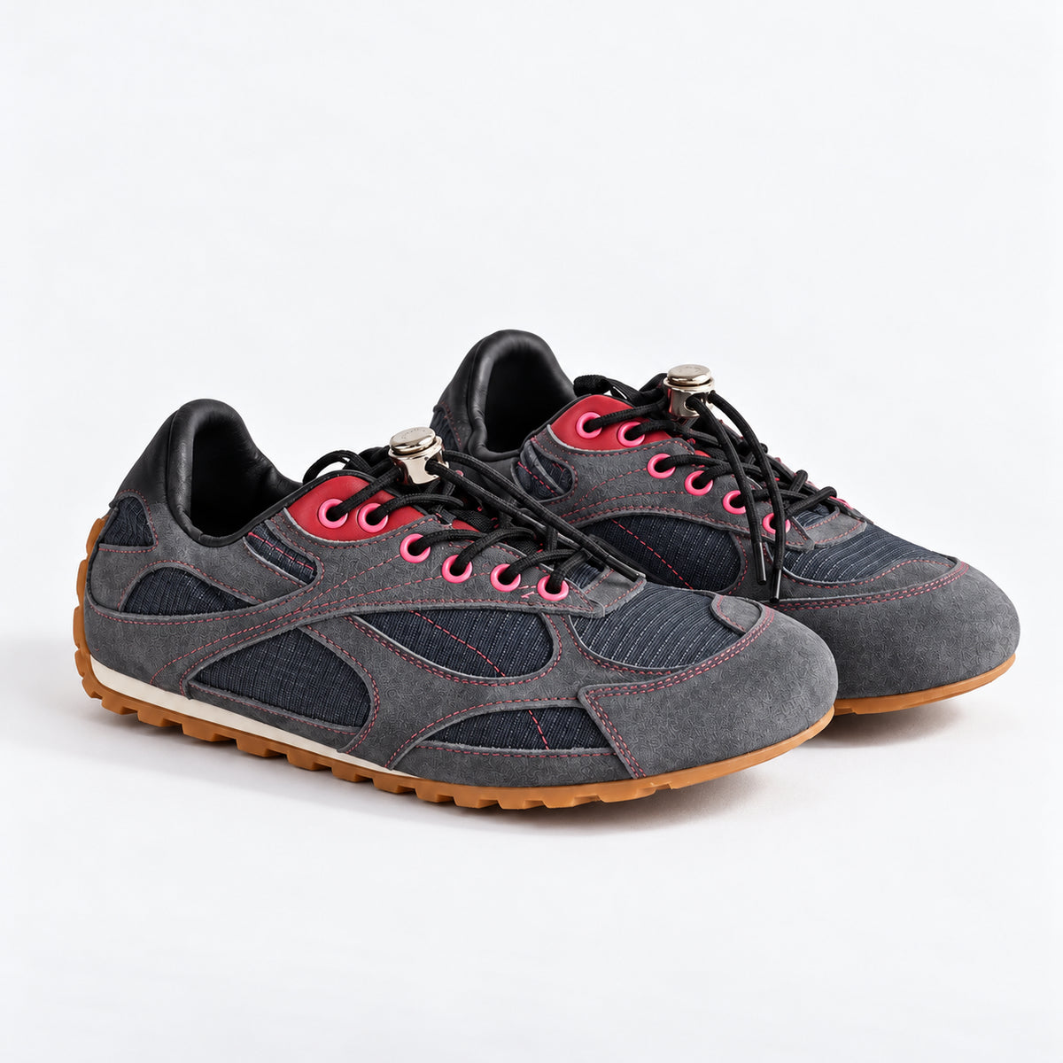 The Dual Stride Charcoal Gray Retro Sneakers
