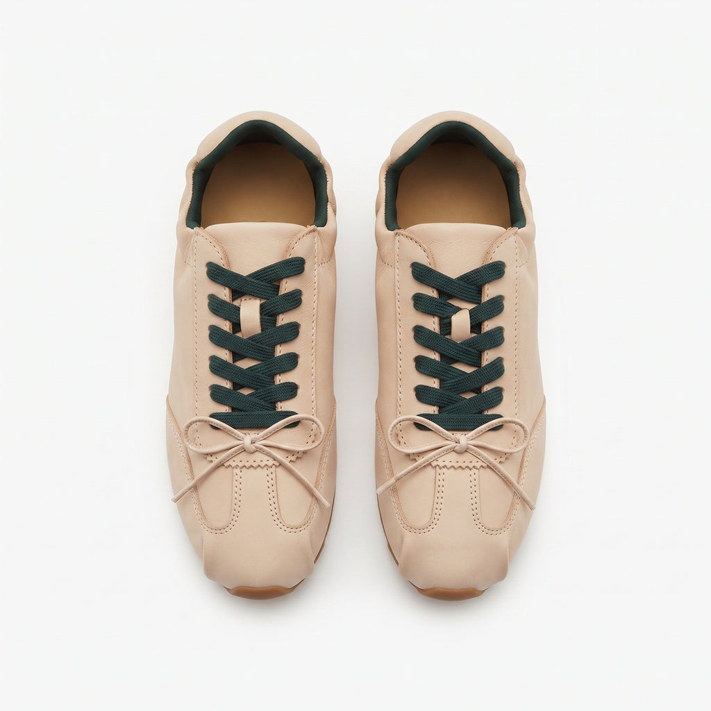 The Dual Stride Beige Retro Casual Sneakers