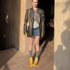 The Dual Stride Vintage Yellow Suede Nylon Retro Sneakers