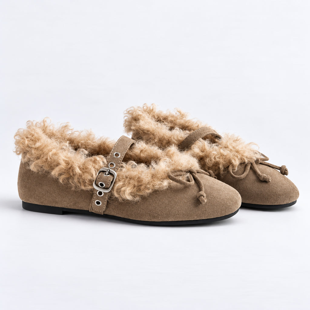 The Dual Stride Cozy Shearling Mary Jane Flats