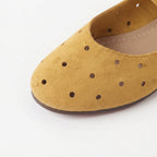 The Dual Stride  Women's Yellow Perforated Suede Mary Jane Flats