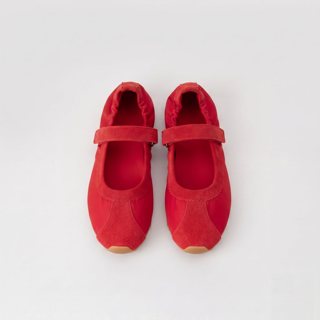 The Dual Stride Red Mary Jane Sneaker Flat