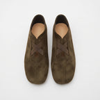 The Dual Stride Olive Brown Suede Cross-Strap Ballet Flats