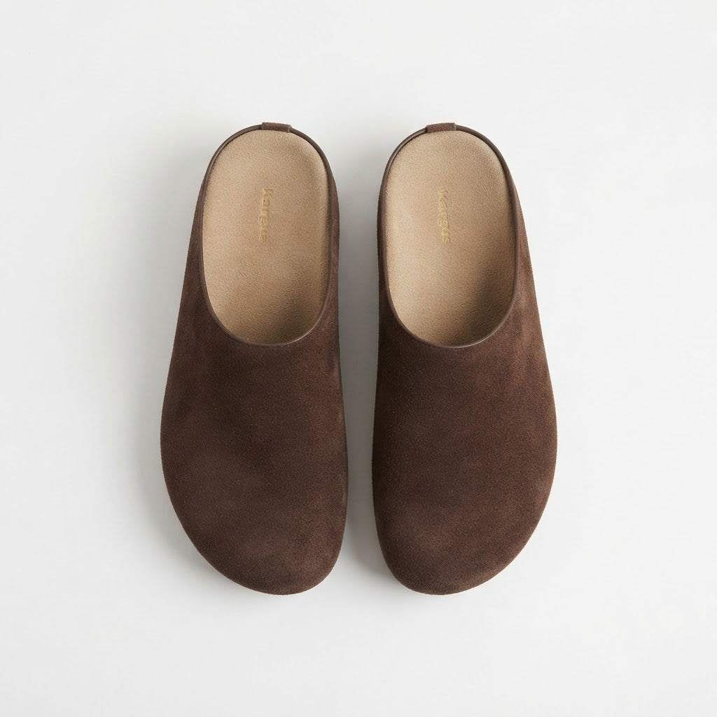 The Dual Stride Dark Brown Suede Slip-On Mules