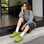 The Dual Stride Olive Green Suede Retro Sneakers
