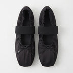 The Dual Stride Black Lace-up Satin Mary-Jane Ballet Flats
