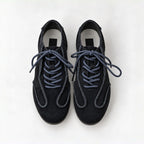 The Dual Stride Navy Blue Suede Retro Sneakers