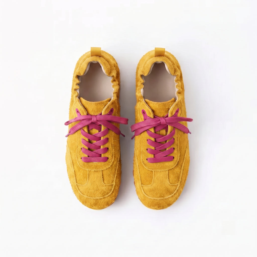 The Dual Stride Men's Yellow Suede Casual Sneakers