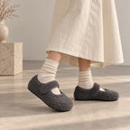 The Dual Stride Gray Cozy Fleece Mary Jane Flats
