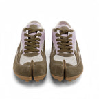 The Dual Stride Brown‑Lavender Split‑Toe Retro Sneakers