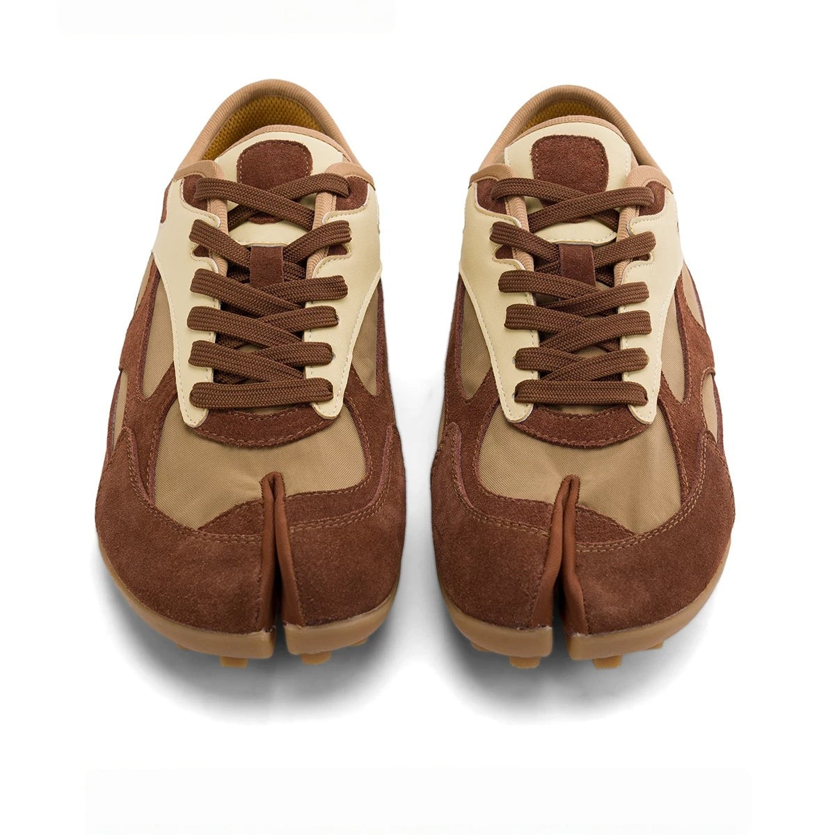 The Dual Stride Brown Split‑Toe Retro Sneakers