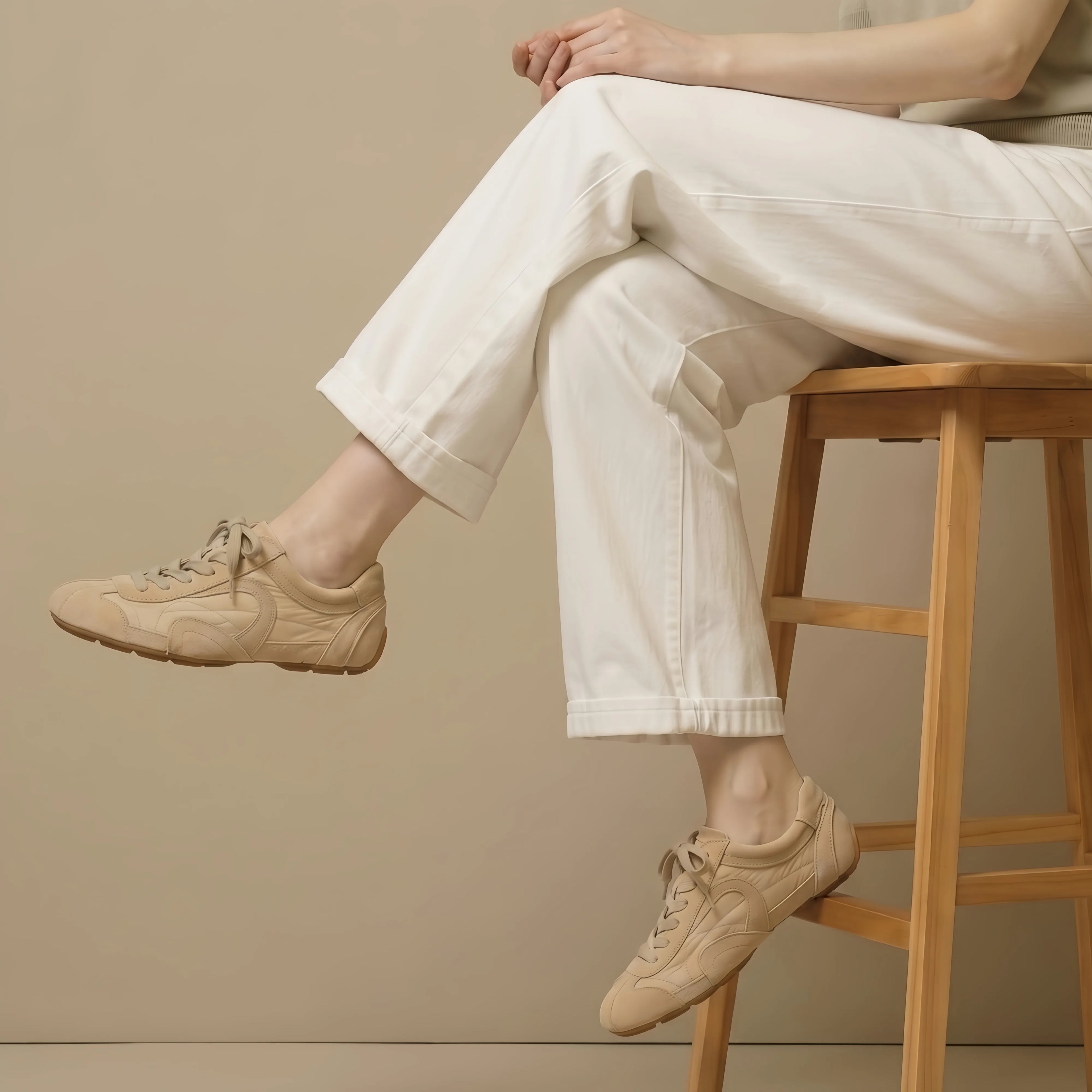 The Dual Stride Women's Retro Beige  Trainer