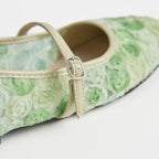 The Dual Stride Green Floral Lace Mary Janes