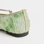 The Dual Stride Green Floral Lace Mary Janes