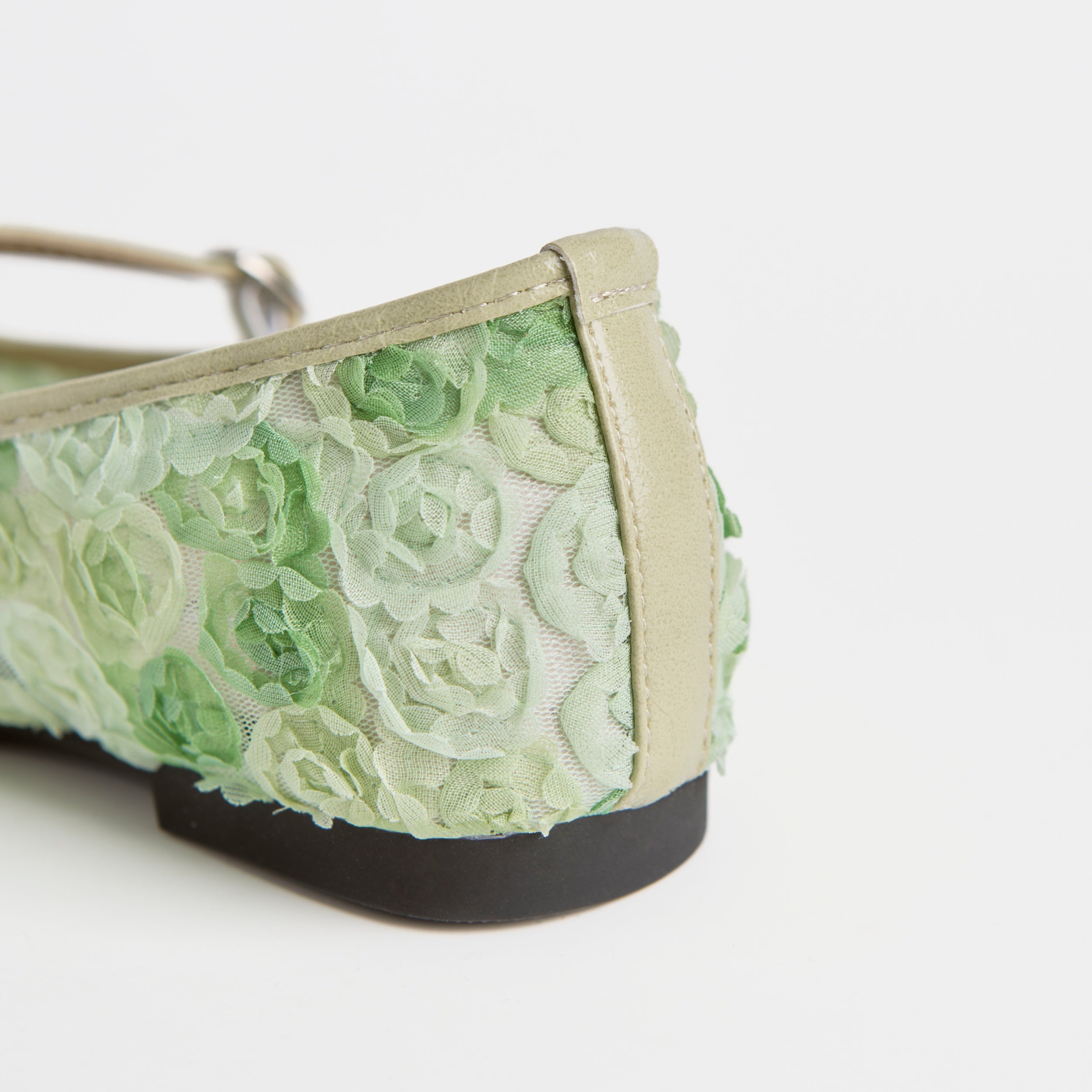 The Dual Stride Green Floral Lace Mary Janes