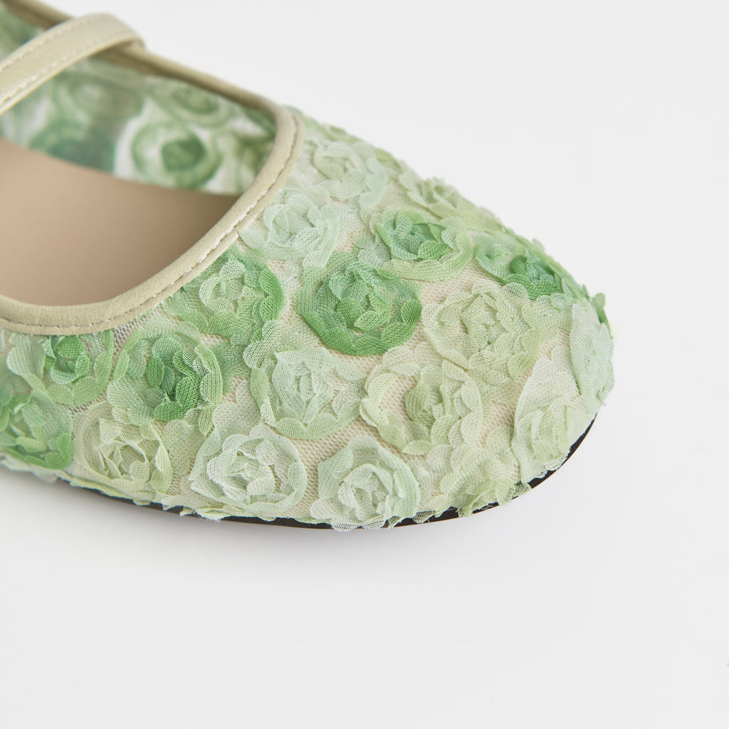 The Dual Stride Green Floral Lace Mary Janes