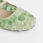 The Dual Stride Green Floral Lace Mary Janes