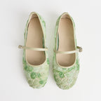 The Dual Stride Green Floral Lace Mary Janes