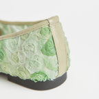 The Dual Stride Green Floral Lace Ballet Flats