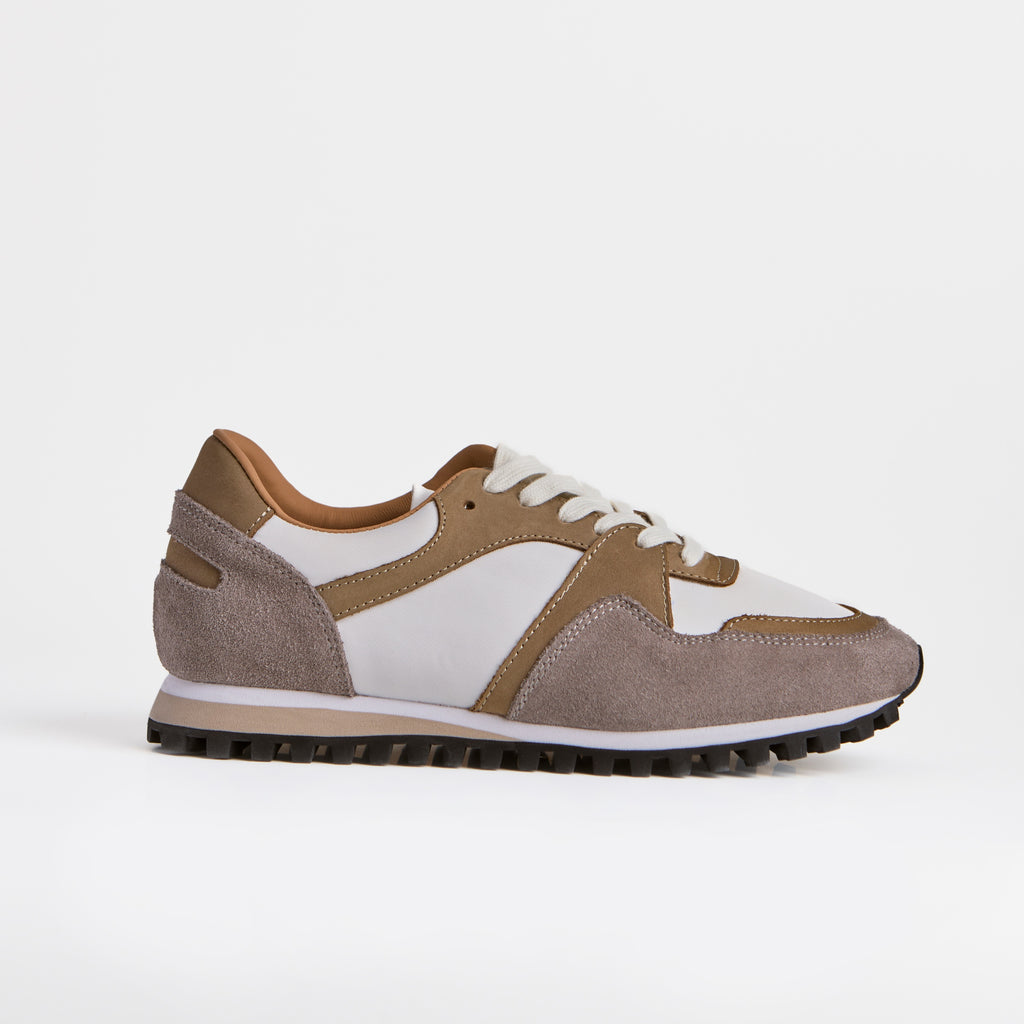 The Dual Stride White Retro Suede & Nylon Athletic Trainers