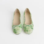 The Dual Stride Green Floral Lace Ballet Flats