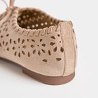 The Dual Stride Beige Cutout Lace-up Flats
