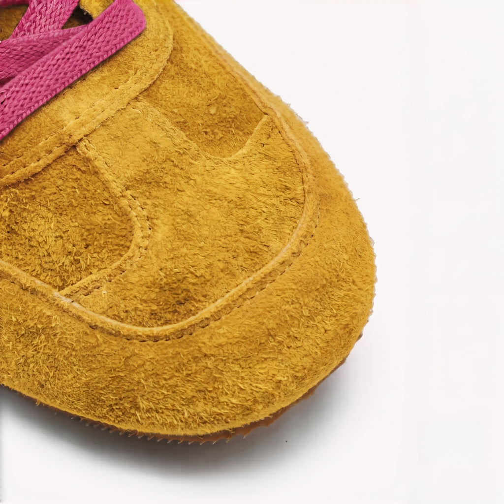The Dual Stride Men's Yellow Suede Casual Sneakers