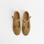 The Dual Stride Khaki Vintage Suede T-Strap Mary Jane Shoes