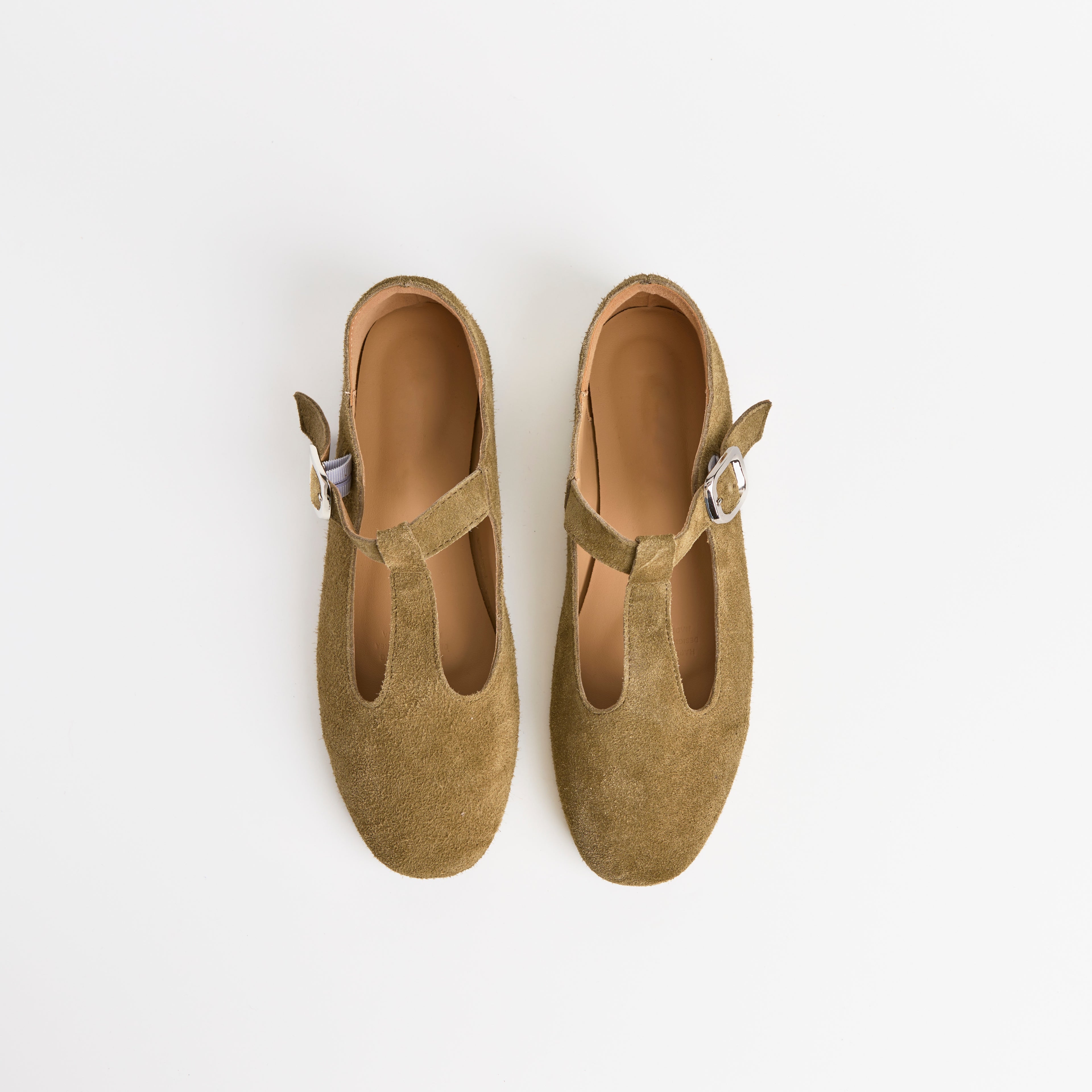 The Dual Stride Khaki Vintage Suede T-Strap Mary Jane Shoes