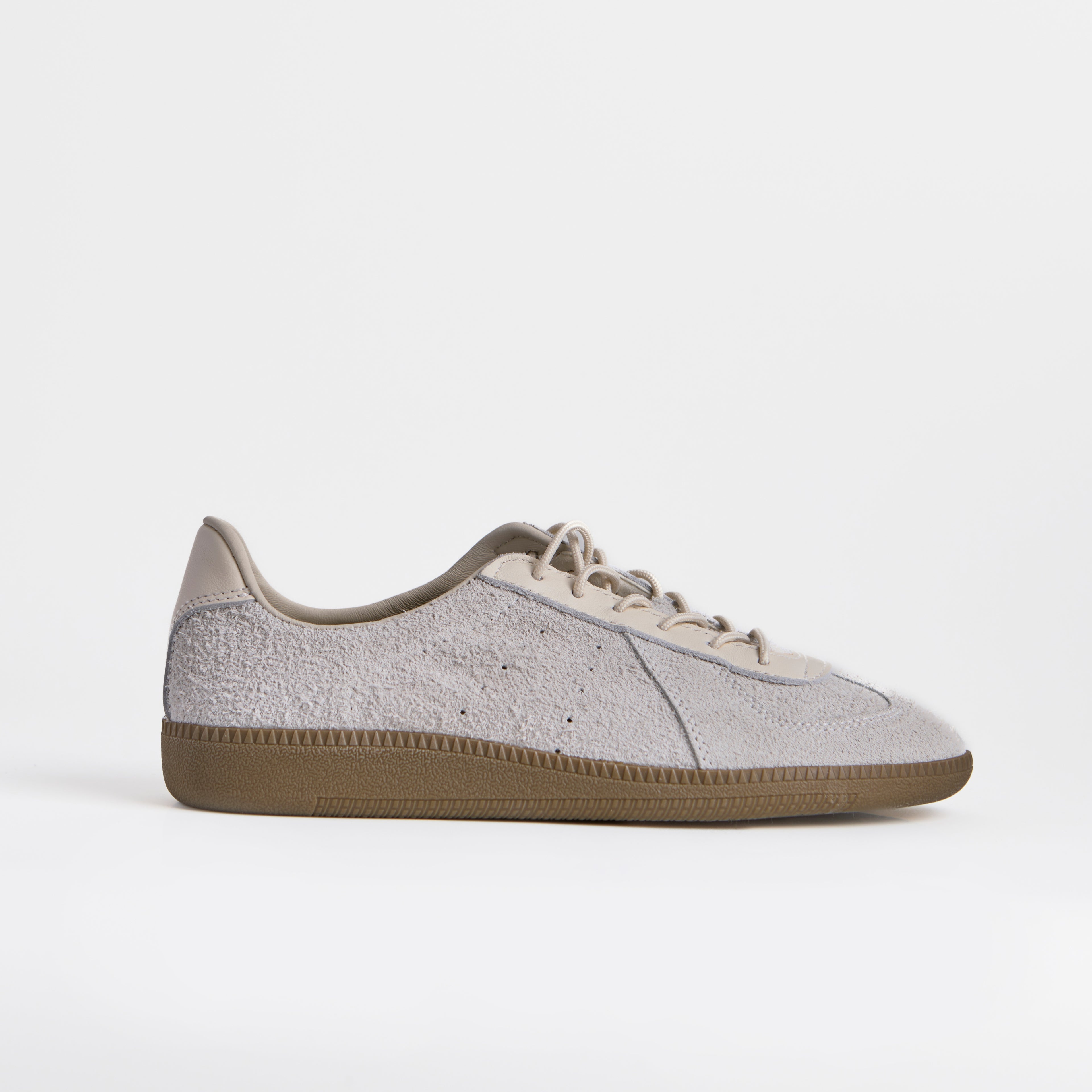 The Dual Stride White Flexible Sheepskin Suede Sneakers