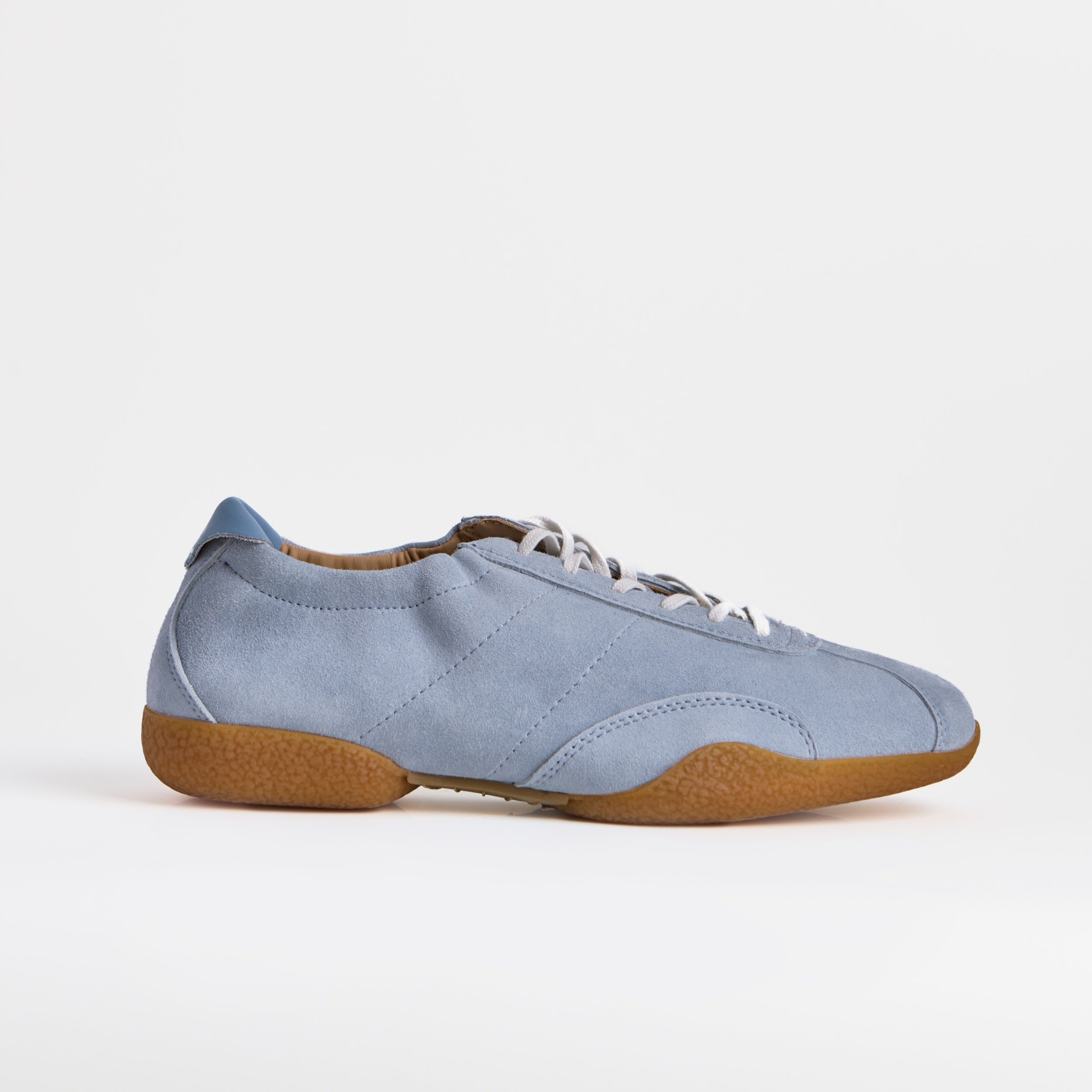 The Dual Stride Light Blue Sheepskin Suede Retro Trainers