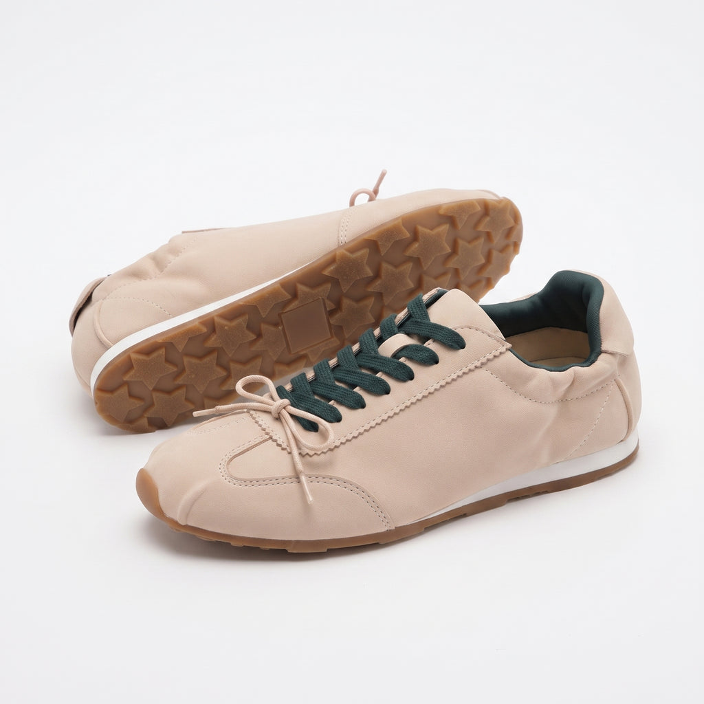The Dual Stride Beige Retro Casual Sneakers