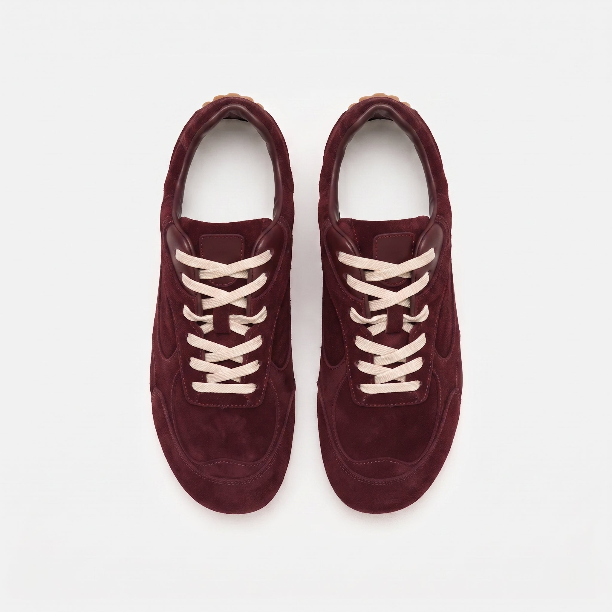 The Dual Stride Burgundy Suede Retro Running Sneakers