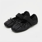 The Dual Stride Black Lace-up Satin Mary-Jane Ballet Flats