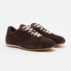 The Dual Stride Dark Brown Suede Retro Running Sneakers