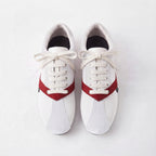 The Dual Stride White Velvet Spliced Retro Sneakers