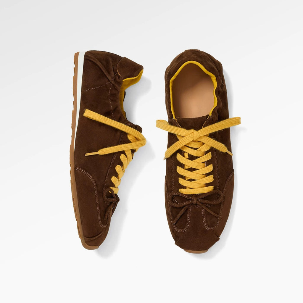 The Dual Stride Brown & Yellow Retro Casual Sneakers