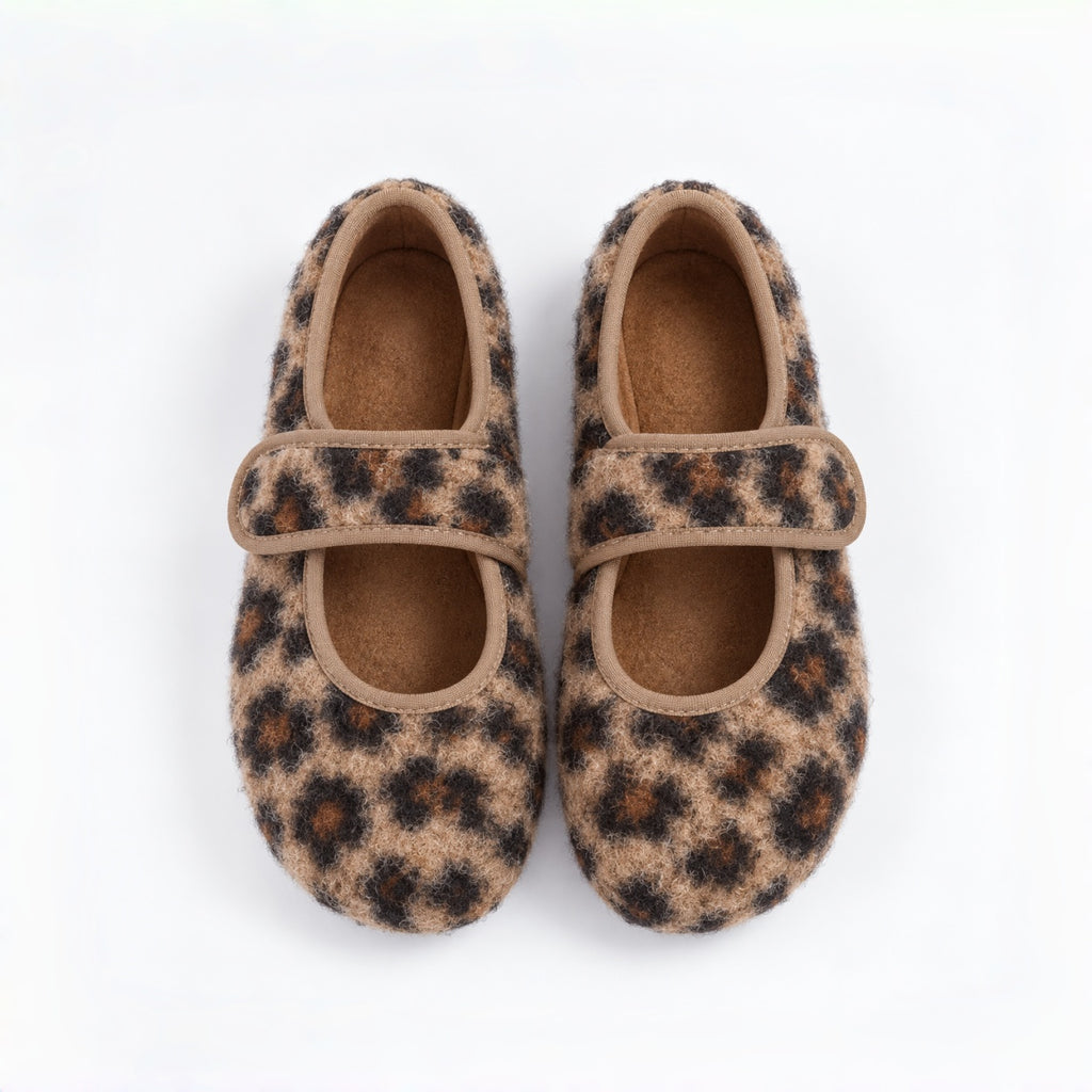 The Dual Stride Women's Leopard Print Fuzzy Mary Jane Flats