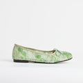The Dual Stride Green Floral Lace Ballet Flats