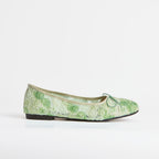 The Dual Stride Green Floral Lace Ballet Flats