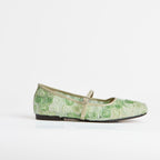 The Dual Stride Green Floral Lace Mary Janes