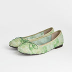The Dual Stride Green Floral Lace Ballet Flats