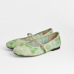 The Dual Stride Green Floral Lace Mary Janes