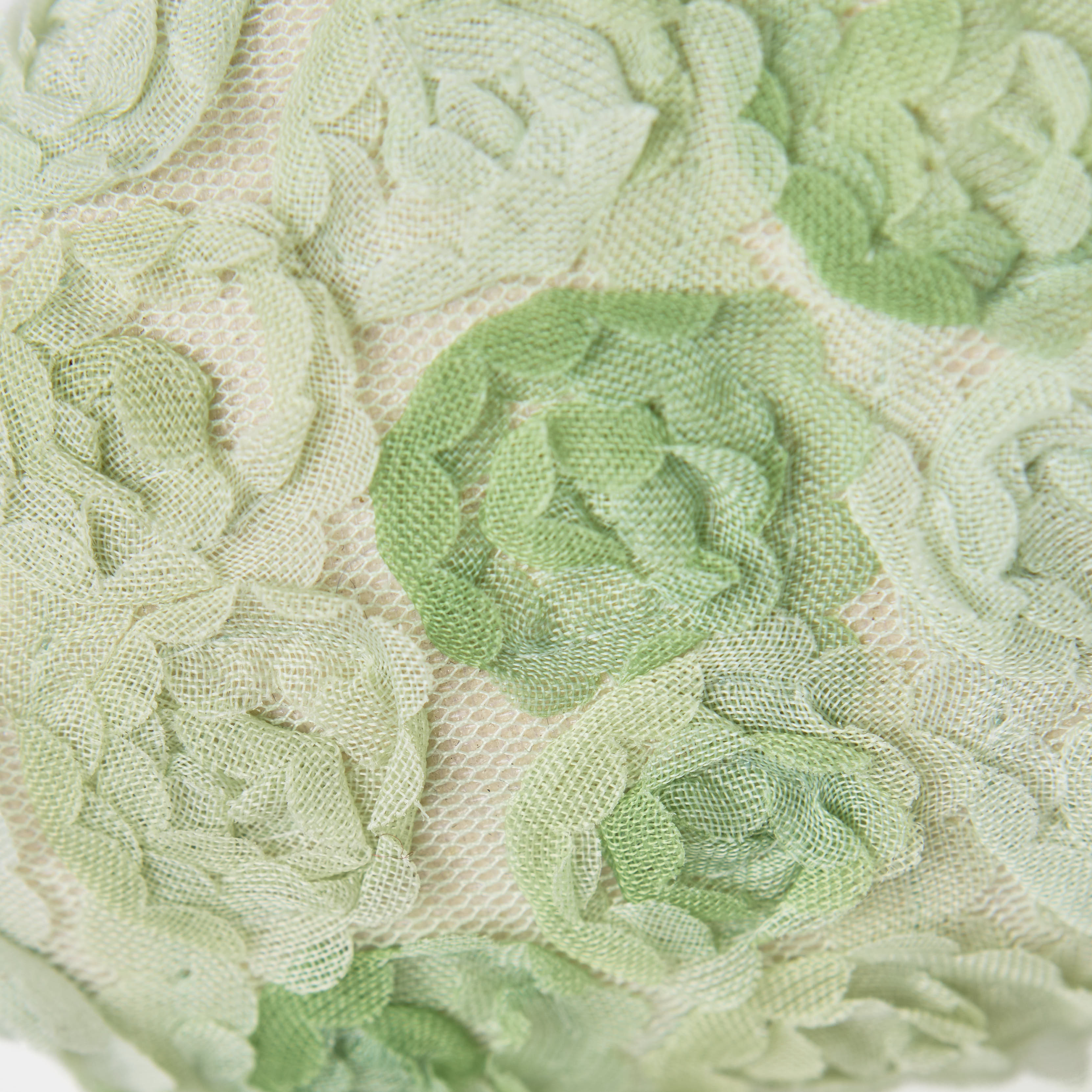 The Dual Stride Green Floral Lace Ballet Flats