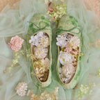 The Dual Stride Green Floral Lace Ballet Flats